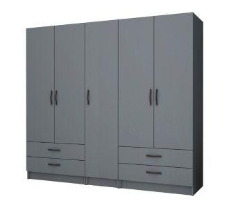 Ντουλάπα ρούχων Ricardo Megapap πεντάφυλλη με συρτάρια χρώμα ανθρακί 200x51,8x181εκ. |  Ντουλάπες ρούχων στο espiti