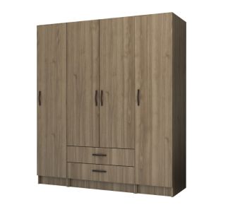 Ντουλάπα ρούχων Ricardo Megapap τετράφυλλη με συρτάρια χρώμα καρυδί 160x51,8x181εκ. |  Ντουλάπες ρούχων στο espiti