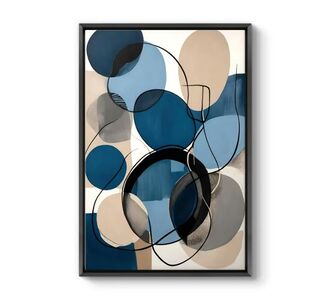 Πίνακας σε καμβά "Blue and Beige Abstract" Megapap ψηφιακής εκτύπωσης με κορνίζα χρώμα μαύρο 70x100x3εκ. |  Επιπλα στο espiti