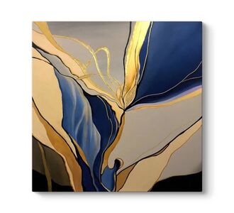 Πίνακας σε καμβά "Dance of Gold and Blue" Megapap ψηφιακής εκτύπωσης 100x100x3εκ. |  Επιπλα στο espiti