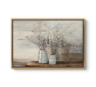 Πίνακας σε καμβά "Willow Flowers" Megapap ψηφιακής εκτύπωσης με κορνίζα χρώμα χρυσό 140x100x3εκ. |  Πίνακες στο espiti