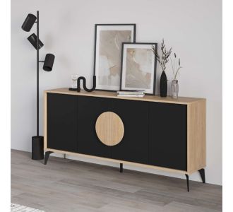Μπουφές Gora Megapap χρώμα sapphire oak - silky black 180x40x82εκ. |  Μπουφέδες στο espiti