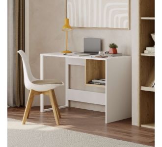 Γραφείο εργασίας Cubo Megapap χρώμα λευκό - sapphire oak 110x50x75εκ. |  Γραφεία στο espiti