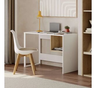 Γραφείο εργασίας Cubo Megapap χρώμα λευκό - sapphire oak 110x50x75εκ. |  Γραφεία στο espiti