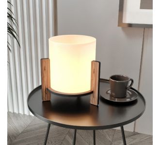 Φωτιστικό επιτραπέζιο Pine Megapap E27 Mdf - ύφασμα Pvc χρώμα καρυδί - κρεμ Ø20x20εκ. |  Επιτραπέζια στο espiti