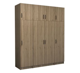 Ντουλάπα ρούχων Victoria Megapap τετράφυλλη με πατάρι χρώμα καρυδί 200x60x240εκ. |  Ντουλάπες ρούχων στο espiti