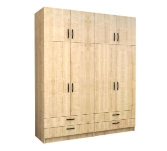 Ντουλάπα ρούχων Victoria Megapap τετράφυλλη με πατάρι και συρτάρια χρώμα φυσικό οξιάς 200x60x240εκ. |  Ντουλάπες ρούχων στο espiti