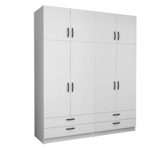 Ντουλάπα ρούχων Victoria Megapap τετράφυλλη με πατάρι και συρτάρια χρώμα λευκό 200x60x240εκ. |  Ντουλάπες ρούχων στο espiti