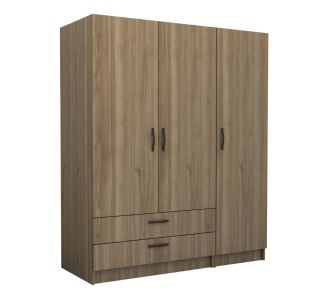 Ντουλάπα ρούχων Victoria Megapap τρίφυλλη με συρτάρια χρώμα καρυδί 150x60x181εκ. |  Ντουλάπες ρούχων στο espiti