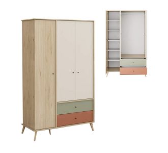 Ντουλάπα ρούχων Terra Megapap τρίφυλλη με συρτάρια χρώμα florida oak 121x54x200εκ. |  Παιδικά έπιπλα στο espiti