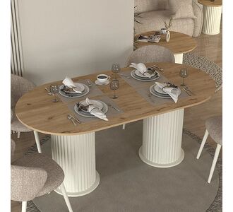 Τραπέζι Bohema Megapap χρώμα ivory - sepet oak 180x90x77,7εκ. |  Τραπέζια στο espiti