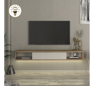 Έπιπλο τηλεόρασης επιτοίχιο Cross Megapap με LED χρώμα sepet oak - sandstone 150x29,6x19,2εκ. |  Έπιπλα τηλεόρασης στο espiti