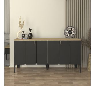 Μπουφές Pedro Megapap χρώμα ανθρακί - rota oak 150x45x75εκ. |  Μπουφέδες στο espiti