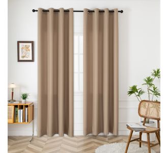 Beauty Home Κουρτίνα μεσαίας σκίασης με 8 μεταλλικούς κρίκους Effect Art 8443 140x270 Μπεζ       |  Ετοιμες κουρτίνες με σχέδιο στο espiti