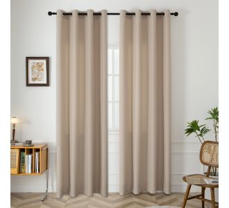 Beauty Home Κουρτίνα μεσαίας σκίασης με 8 μεταλλικούς κρίκους Effect Art 8443 140x270 Άμμου       |  Ετοιμες κουρτίνες με σχέδιο στο espiti