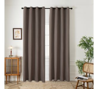 Beauty Home Κουρτίνα Blackout Jacquard σκίασης με 8 μεταλλικούς κρίκους Glare Art 8444 140x270 Μόκα       |  Ετοιμες κουρτίνες με σχέδιο στο espiti