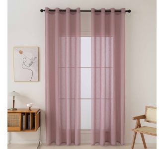 Beauty Home Κουρτίνα γάζα μονόχρωμη με 8 μεταλλικούς κρίκους Fit Art 8447 140x270 Ροζ       |  Ετοιμες κουρτίνες με σχέδιο στο espiti