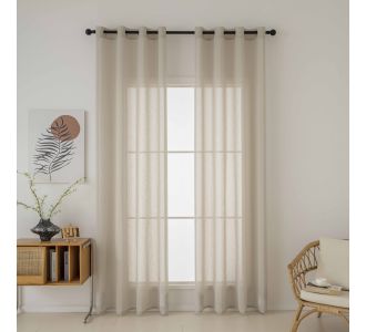 Beauty Home Κουρτίνα γάζα μονόχρωμη με 8 μεταλλικούς κρίκους Fit Art 8447 140x270 Μπεζ       |  Ετοιμες κουρτίνες με σχέδιο στο espiti