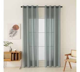 Beauty Home Κουρτίνα γάζα μονόχρωμη με 8 μεταλλικούς κρίκους Fit Art 8447 140x270 Βεραμάν       |  Ετοιμες κουρτίνες με σχέδιο στο espiti