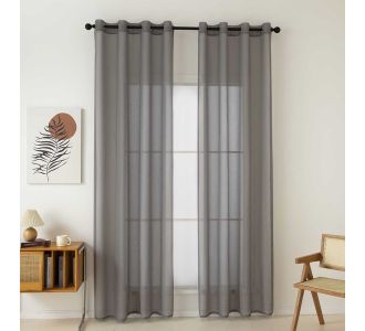 Beauty Home Κουρτίνα γάζα μονόχρωμη με 8 μεταλλικούς κρίκους Sharp Art 8448 140x270 Μπεζ       |  Ετοιμες κουρτίνες με σχέδιο στο espiti