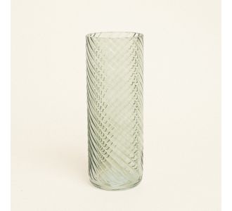 Beauty Home Γυάλινο Βάζο με Εφέ Στροβιλισμού 10cm x 26.5cm  Πράσινο     |  Βάζα στο espiti