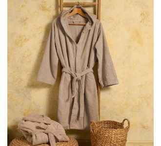 ΜΠΟΥΡΝΟΥΖΙ ΕΝΗΛΙΚΩΝ BLOOM BEIGE XLARGE XL MELINEN |  Μπουρνούζια στο espiti