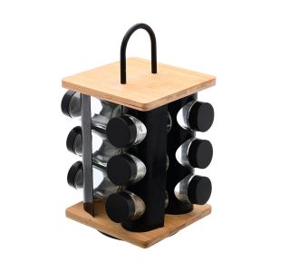 ESTIA ΒΑΣΗ ΜΠΑΧΑΡΙΚΩΝ BAMBOO ESSENTIALS ΜΕ 12 ΓΥΑΛΙΝΑ ΔΟΧΕΙΑ ΠΕΡΙΣΤΡΕΦΟΜΕΝΗ ΜΑΥΡΗ - 01-14650 Estia |  Εργαλεία Κουζίνας - Αξεσουάρ στο espiti