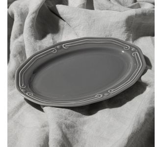 ESTIA ΠΙΑΤΕΛΑ ΟΒΑΛ ATHÉNÉE ΠΟΡΣΕΛΑΝΙΝΗ ΑΝΑΓΛΥΦΗ 25cm  GREY - 07-13691 Estia |  Πιάτα-Μπωλ στο espiti