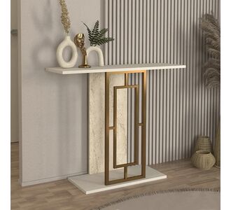 Κονσόλα Alderas Megapap χρώμα λευκό - travertine - χρυσό 90x29,6x76,8εκ. |  Συρταριέρες -Κονσόλες στο espiti