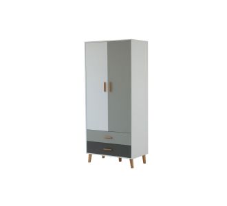 Γωνιακή Ντουλάπα Timmy Λευκό-Γραφίτη-Γκρι 71.3x71.3x199cm AlphaB2B |  Ντουλάπες ρούχων στο espiti