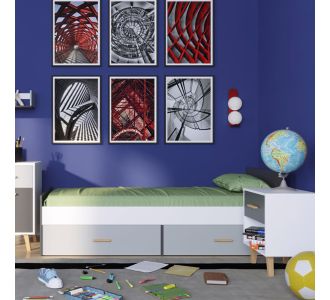 Κρεβάτι Timmy Λευκό-Γραφίτη-Γκρι με πάτωμα 90x200cm AlphaB2B |  Κρεβάτια στο espiti