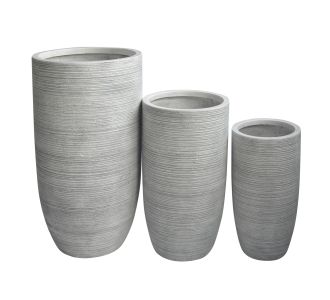 ΣΕΤ 3ΤΜΧ ΓΛΑΣΤΡΕΣ ΚΥΛΙΝΔΡΟΙ ΣΕΙΡΑ GARDENER HM4721 FIBERCLAY-ΧΡΩΜΑ CEMENT Φ42.5x78.5Υεκ |  Λουλούδια στο espiti