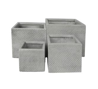 ΣΕΤ 4ΤΜΧ ΓΛΑΣΤΡΕΣ ΤΕΤΡΑΓΩΝΕΣ GARDENER HM4730 FIBERCLAY ΓΚΡΙ CEMENT 37x37x31.5Υεκ. |  Λουλούδια στο espiti