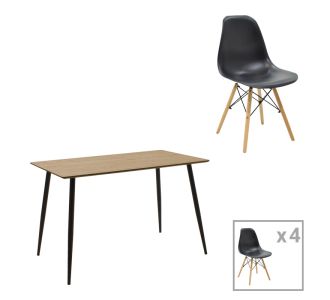 Τραπεζαρία Cuba-Julita pakoworld σετ 5τεμ MDF sonoma-μαύρο-φυσικό 120x70x76εκ |  Σετ τραπεζαρίες στο espiti