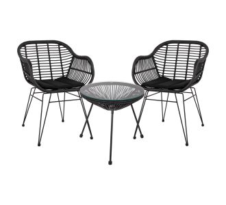 ΣΕΤ ΤΡΑΠΕΖΑΡΙΑΣ 3ΤΜΧ HM11871 ΜΕΤΑΛΛΟ & RATTAN ΣΕ ΜΑΥΡΟ ΧΡΩΜΑ |  Σαλόνια κήπου στο espiti