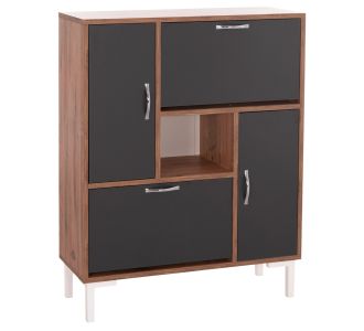 ΠΑΠΟΥΤΣΟΘΗΚΗ MEDY HM18187.02 ΜΕΛΑΜΙΝΗ ΣΕ ΦΥΣΙΚΟ & ΑΝΘΡΑΚΙ-ΜΑΥΡΑ ΠΟΔΙΑ 85x30x108.5Υεκ |  Παπουτσοθήκες στο espiti