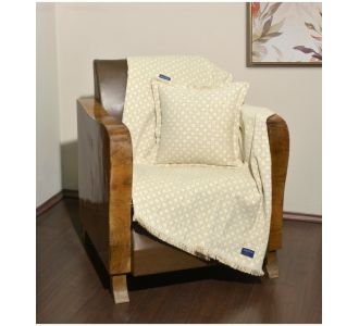 Ριχτάρι Τριθέσιο 180χ300 Σενίλ Εκρού Καρρώ |  Ριχτάρια στο espiti