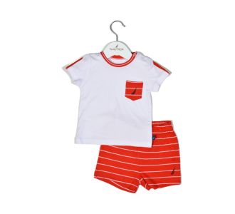 Nautica Des.16 Σετ T-Shirt & Shorts Jersey Organic Κόκκινο Ριγέ 68cm |  Βρεφικά Σετ κούνιας στο espiti