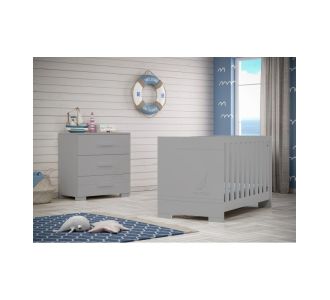 Nautica Des. 15 Βρεφικό Κρεβάτι COASTAL Γκρι, μετατρεπόμενο σε παιδικό κρεβατάκι |  Παιδικά έπιπλα στο espiti