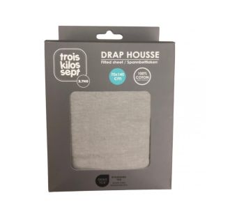 ΓΚΡΙ ΚΑΤΩΣΕΝΤΟΝΟ ΜΕ ΛΑΣΤΙΧΟ ΜΑΚΩ  JERSEY 100% ΒΑΜΒΑΚΙ 70Χ140 Trois Kilos Sept |  Βρεφικά Διάφορα στο espiti