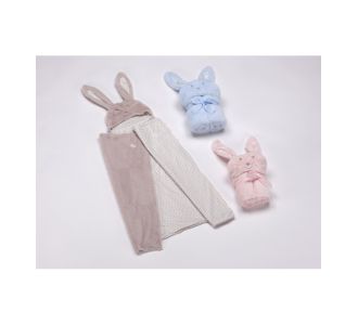 Κουβέρτα ΜORA POMPON RABBIT ΡΟΖ 75Χ95 cm |  Βρεφικές Πάντες στο espiti