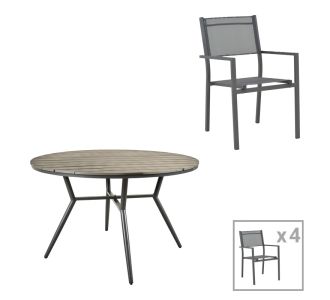 Τραπεζαρία Appa-Moly σετ 5τεμ pakoworld αλουμίνιο και plywood σε ανθρακί απόχρωση Φ120x74εκ |  Σετ τραπεζαρία κήπου στο espiti