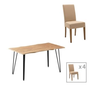 Τραπεζαρία Ditta-Izzac pakoworld μόκα- καρυδί 140x80x76εκ |  Σετ τραπεζαρίες στο espiti