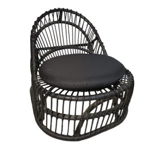 Πολυθρόνα Tromso paakoworld pe rattan σε μαύρη απόχρωση με μαύρο μαξιλάρι 80x85x98εκ |  Πολυθρόνες σαλονιού στο espiti