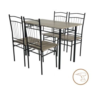 Τραπεζαρία Roza II pakoworld σετ 5τμχ mdf σε γκρι απόχρωση με γκρι μεταλλικά πόδια 110x60x74εκ |  Σετ τραπεζαρίες στο espiti