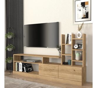 Σύνθεση τηλεόρασης Pesaro Megapap χρώμα sepet oak 165x25x91,3εκ. |  Έπιπλα τηλεόρασης στο espiti
