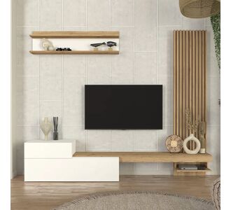 Σύνθεση τηλεόρασης Dumont Megapap χρώμα λευκό - sepet oak 240x36,8x200εκ. |  Συνθέσεις σαλονιού στο espiti
