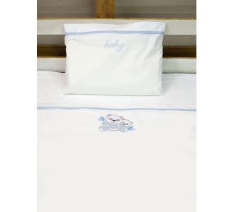 Σεντόνια κεντητά κούνιας Panda 02 Blue Κούνιας Sunshinehome |  Βρεφικά Σεντόνια στο espiti