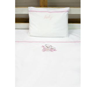 Σεντόνια κεντητά κούνιας Panda 02 Pink Κούνιας Sunshinehome |  Βρεφικά Σεντόνια στο espiti