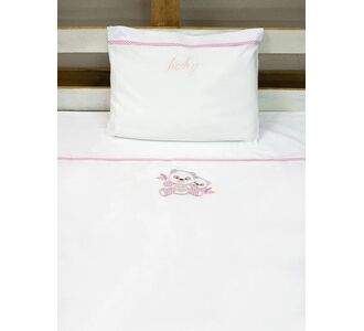 Σεντόνια κεντητά κούνιας Panda 02 Pink Κούνιας Sunshinehome |  Βρεφικά Σεντόνια στο espiti